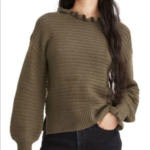 Madewell Ruffle-Neck Pullover Sweater M - never worn!
